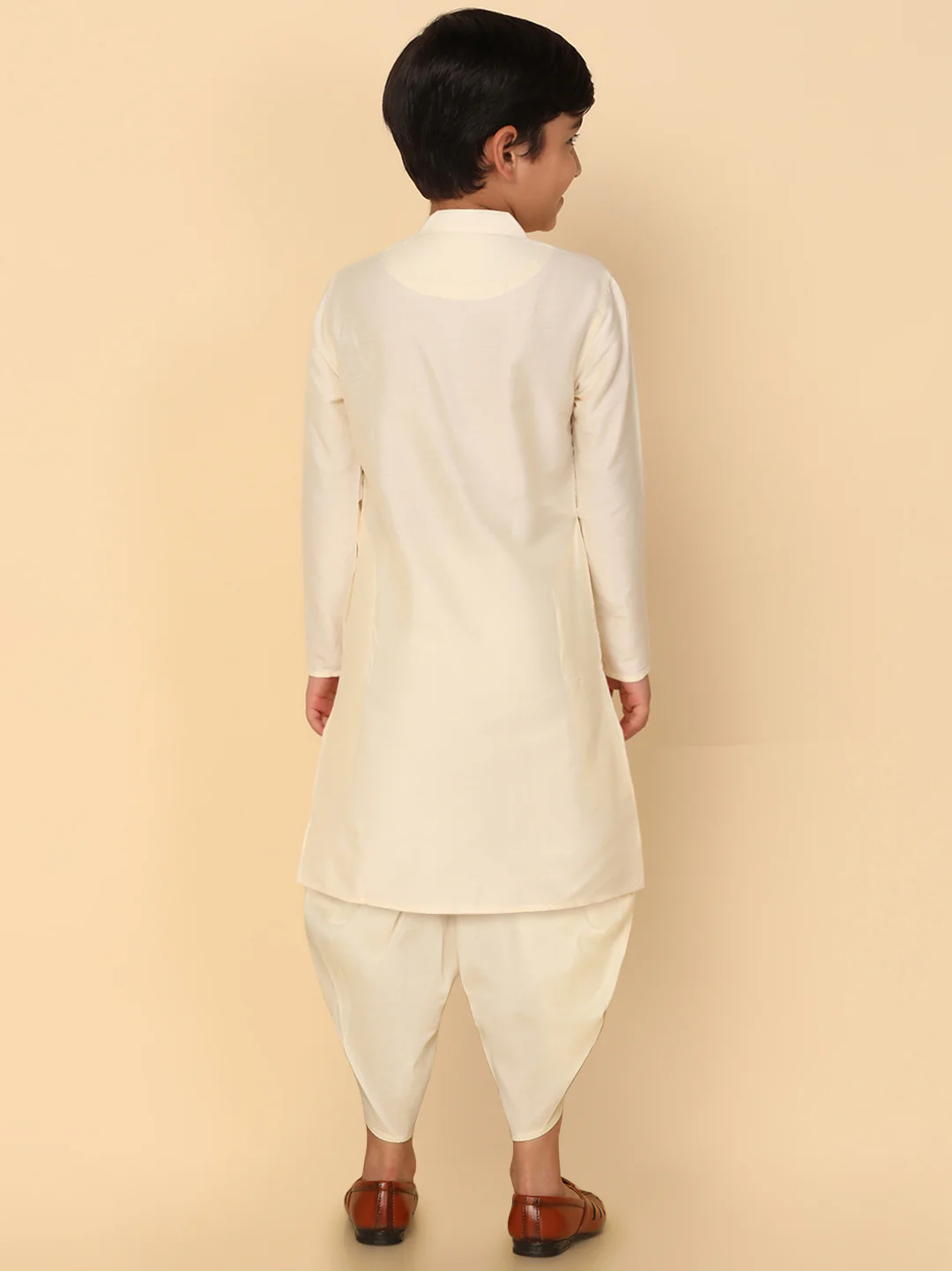 Boy's Off White Kurta Dhoti Set - Image 4
