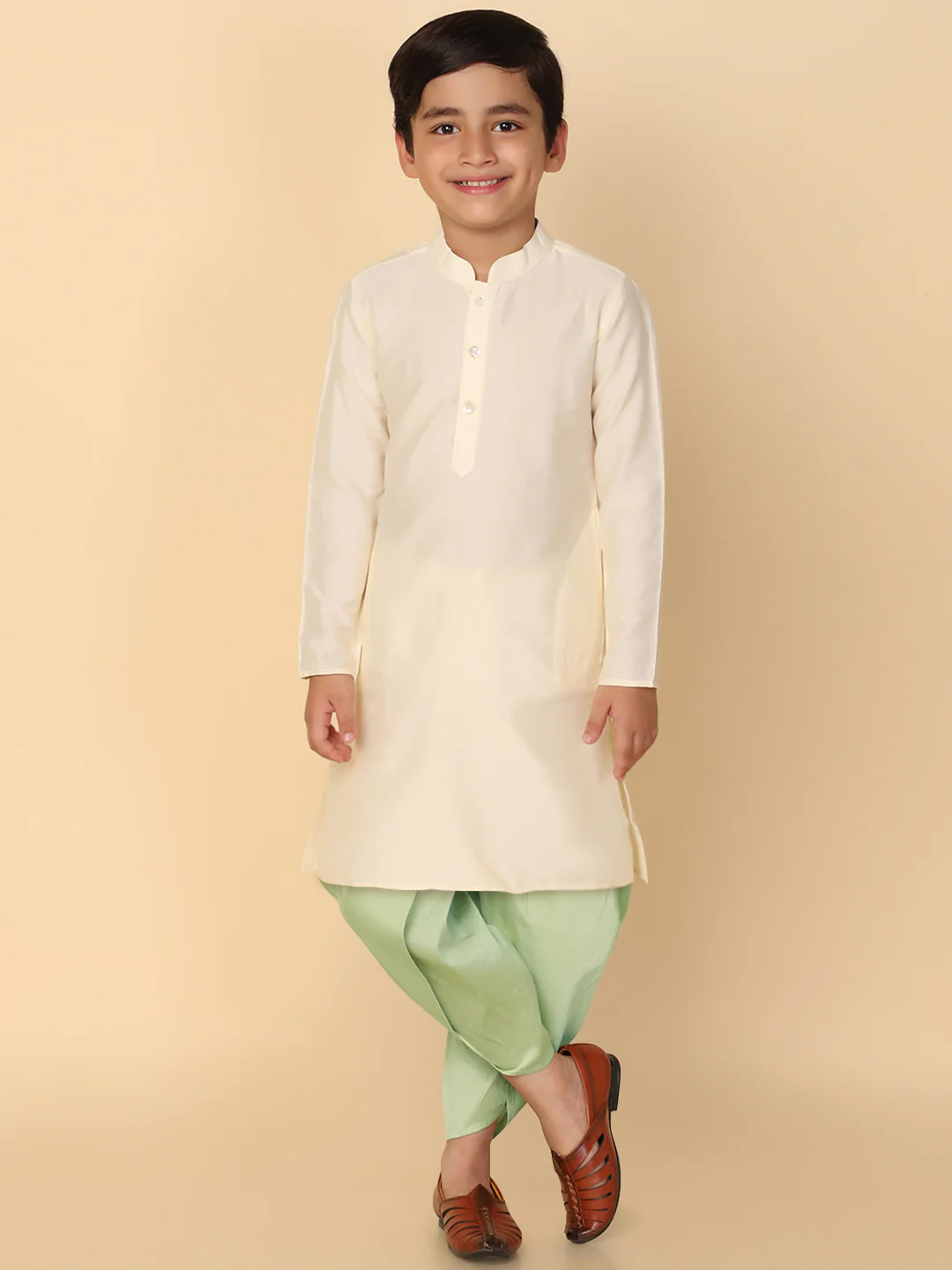 Boy's Off White Kurta Dhoti Set