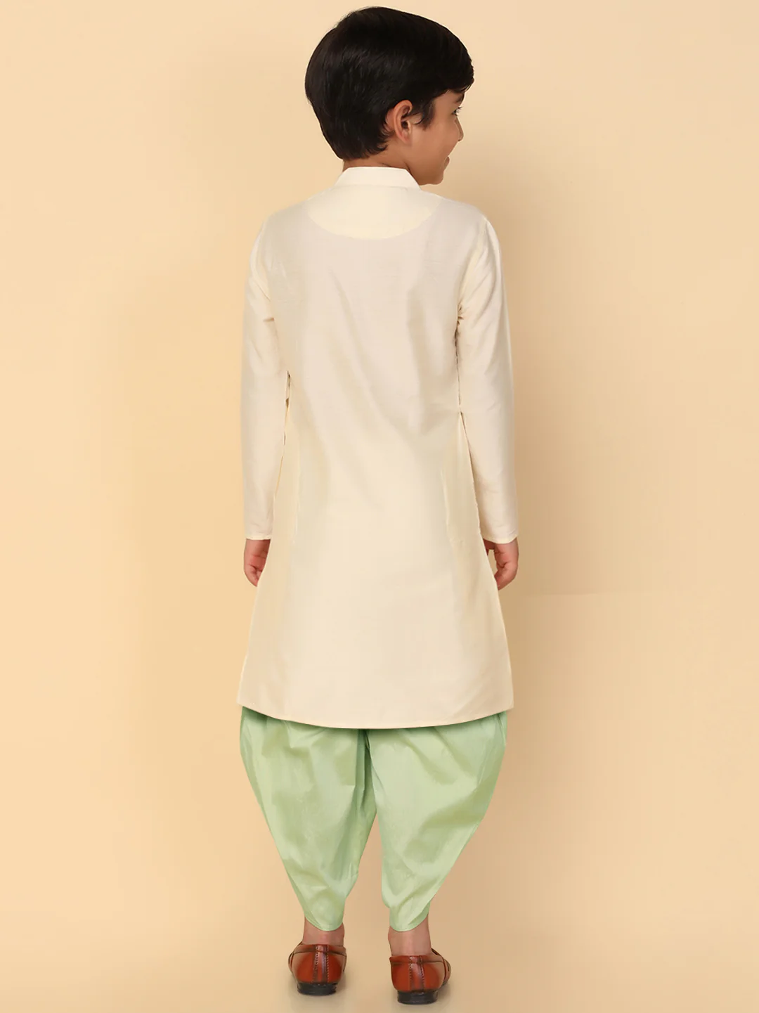 Boy's Off White Kurta Dhoti Set - Image 4