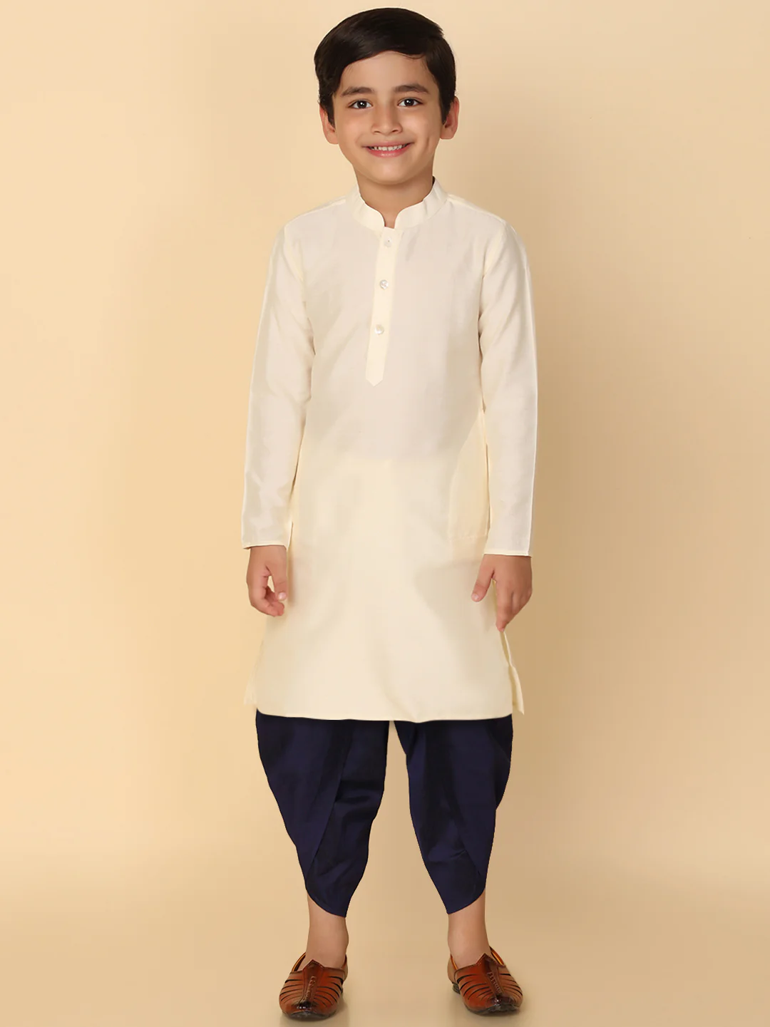 Boy's Off White Kurta Dhoti Set