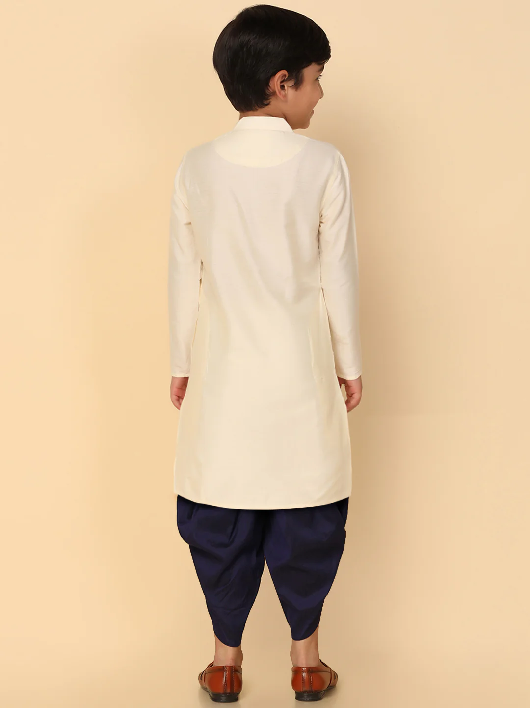 Boy's Off White Kurta Dhoti Set - Image 5