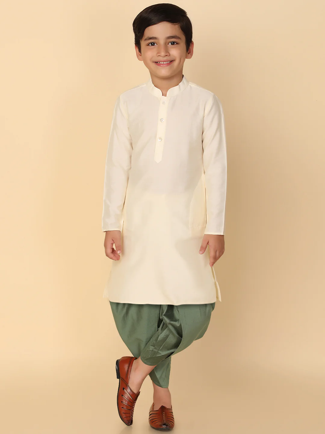 Boy's Off White Kurta Dhoti Set
