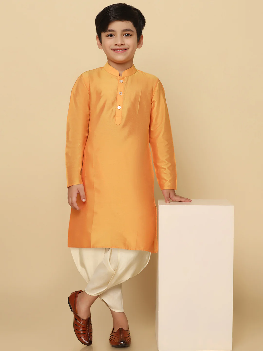Kisah Boy's Orange Kurta Dhoti Set - Image 7