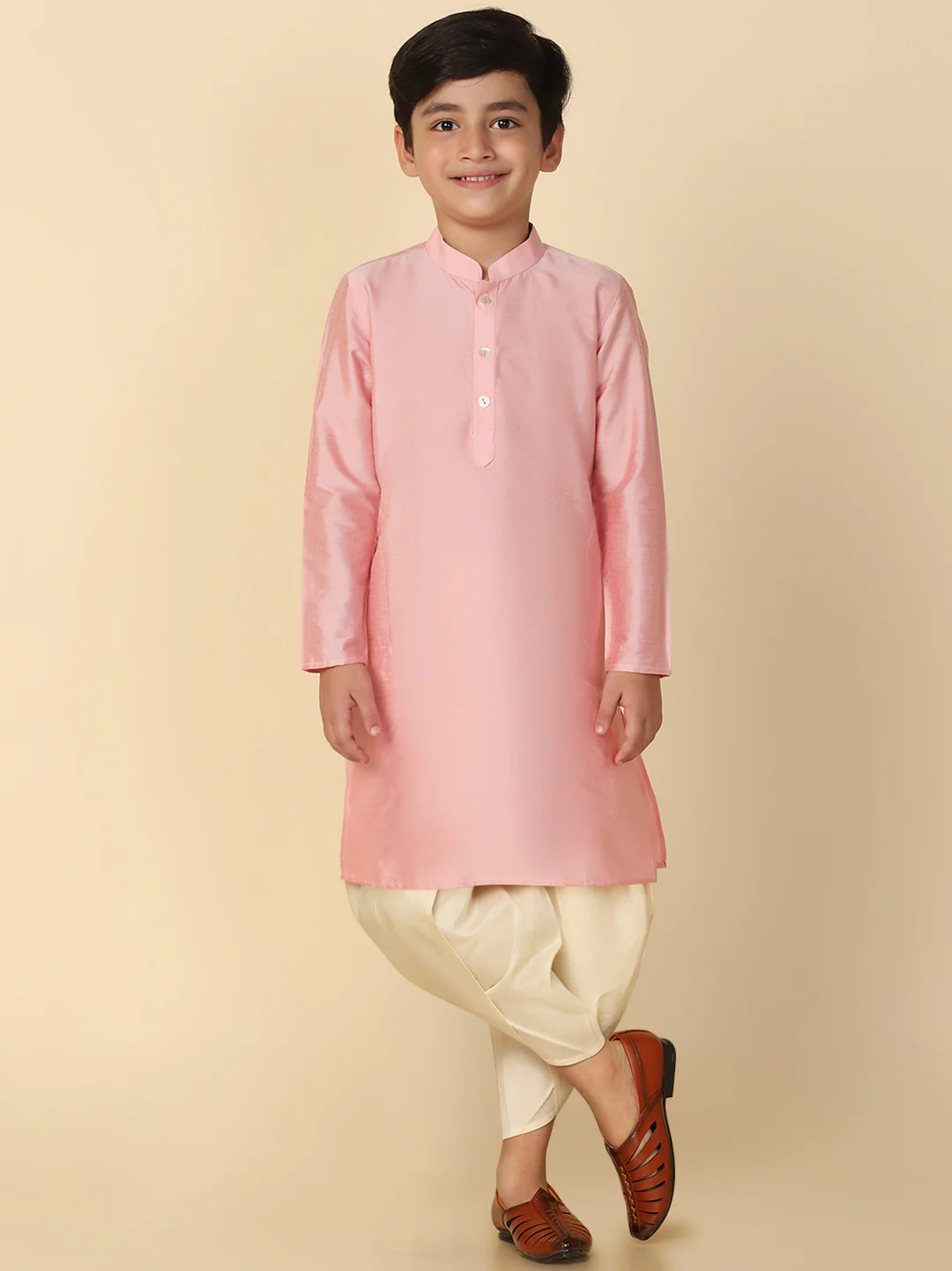 Boy's Pink Kurta Dhoti Set