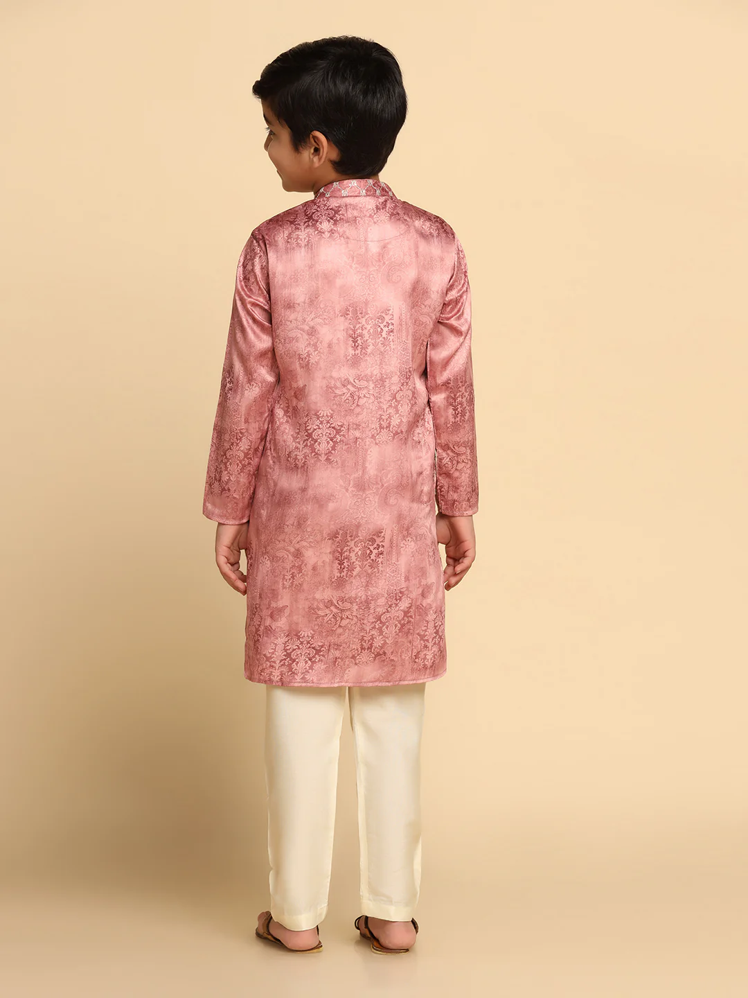 Boy's Pink kurta Pyjama Set - Image 4