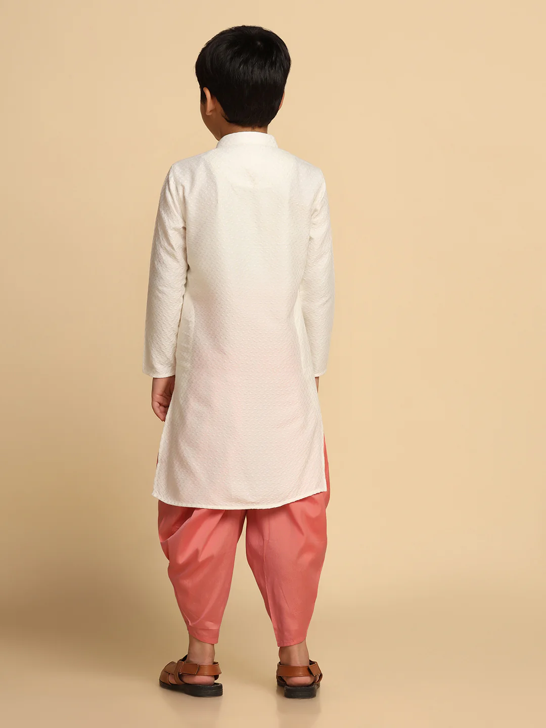 Boy's White kurta Dhoti Set - Image 4
