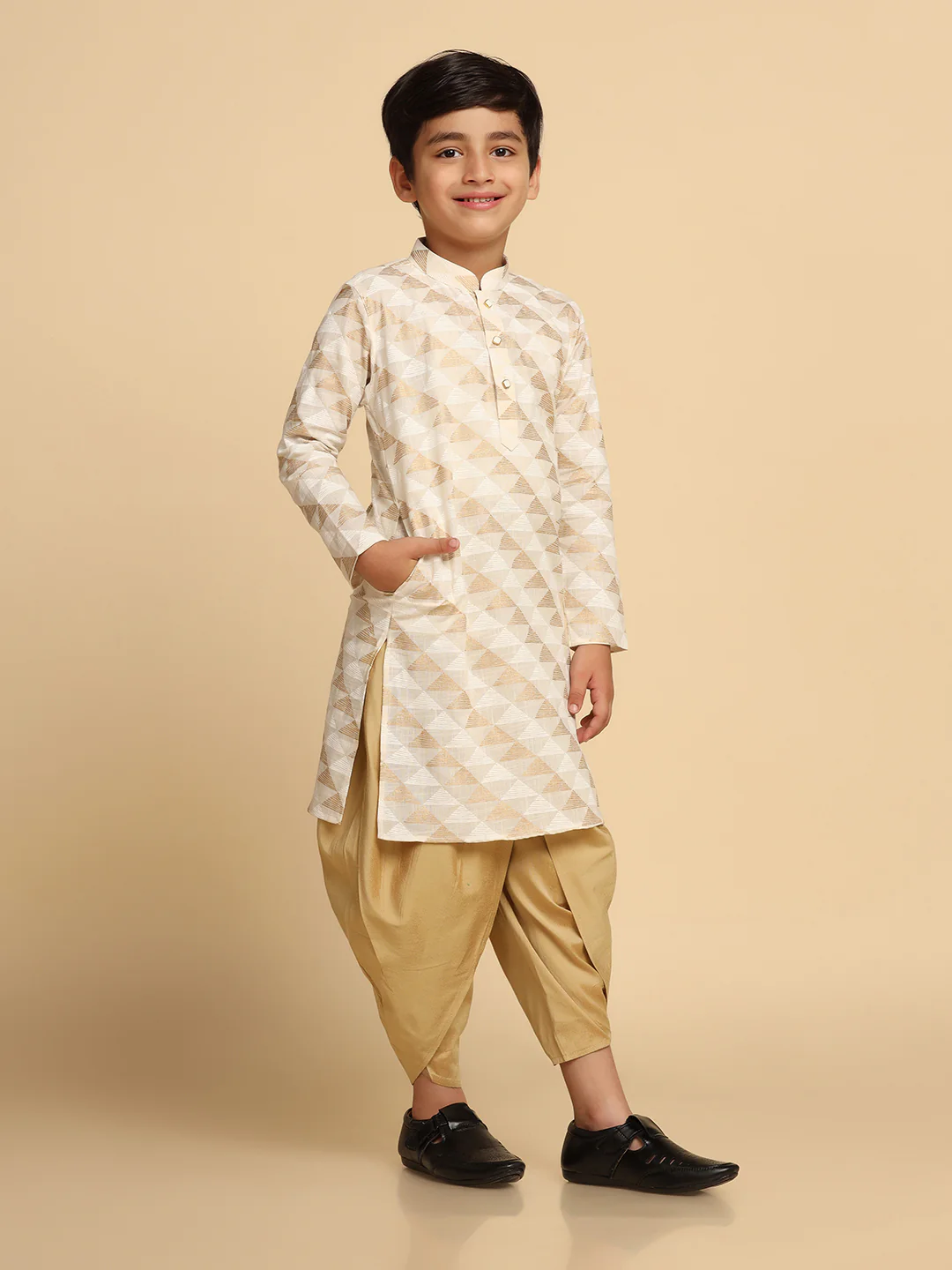 Boy's White kurta Dhoti Set - Image 2