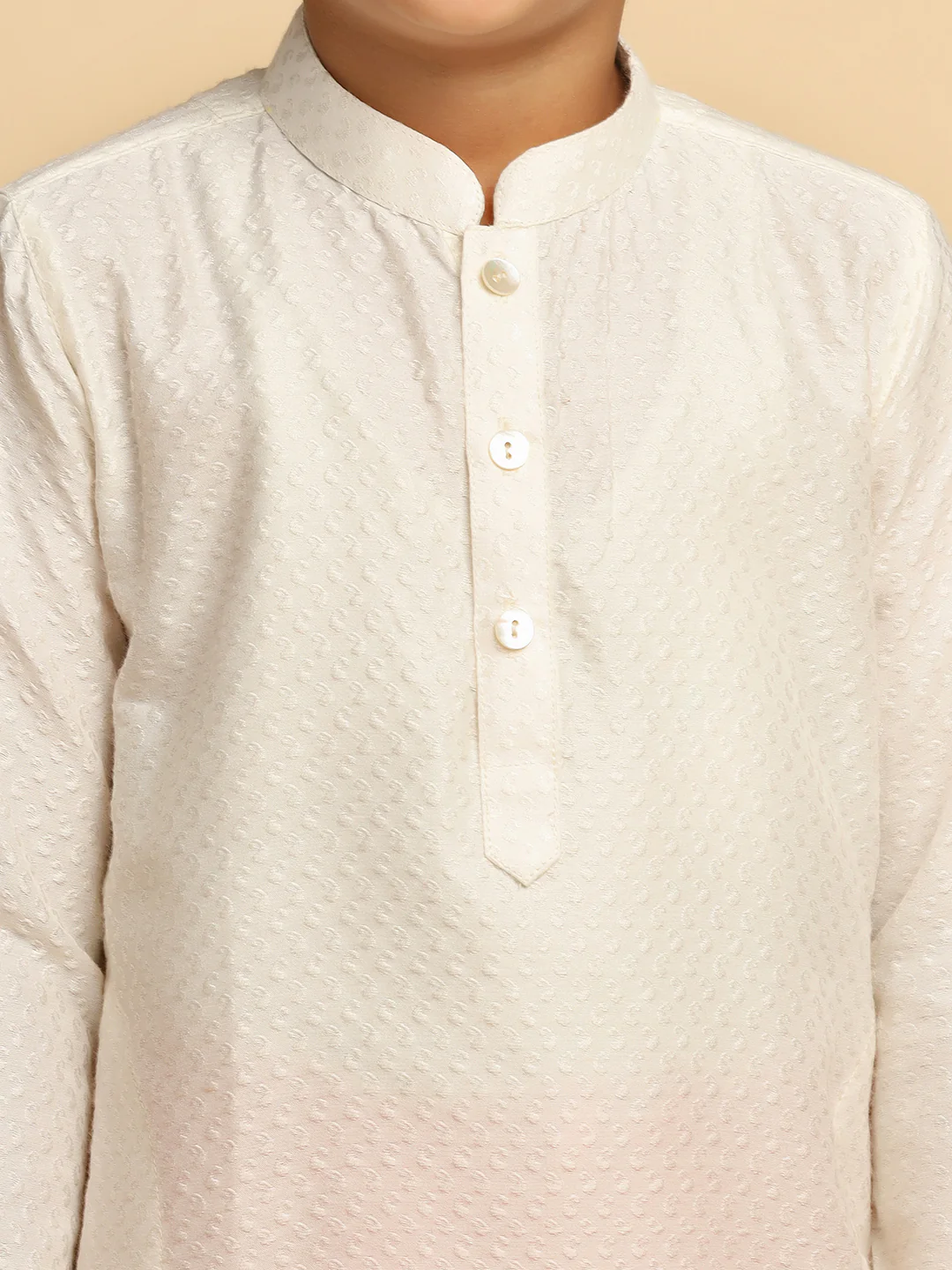 Boy's White Embroidered Kurta - Image 5