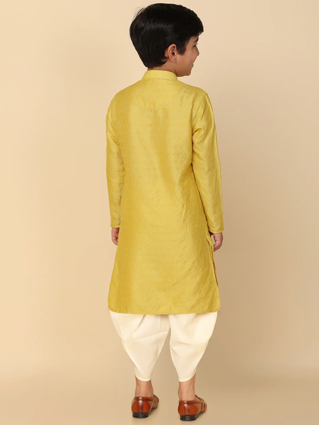 Boy's Yellow Kurta Dhoti Set - Image 4