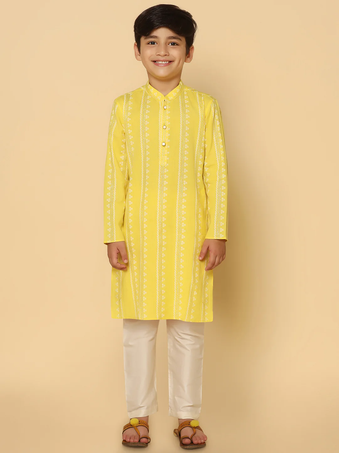 Boys Yellow Kurta Pyjama Set