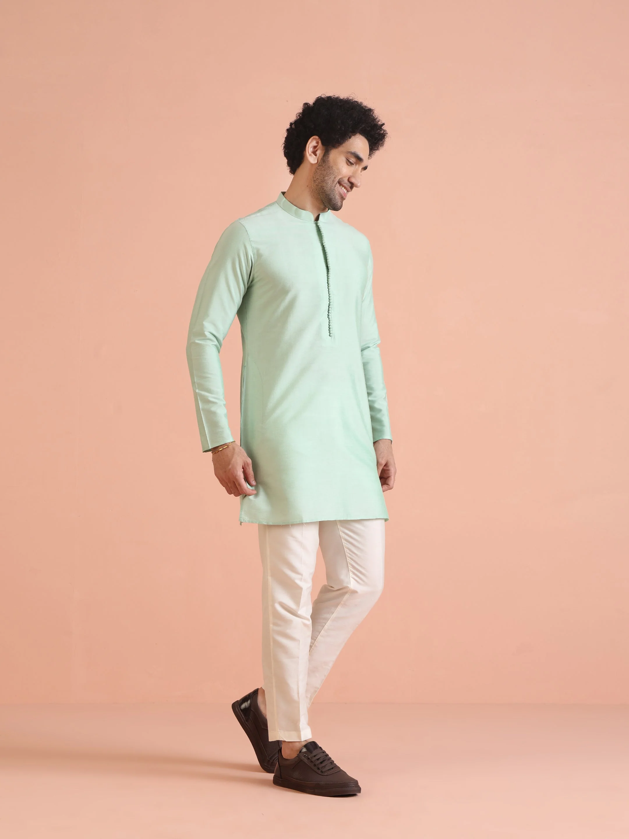 Men Aqua Green Kurta - Image 11