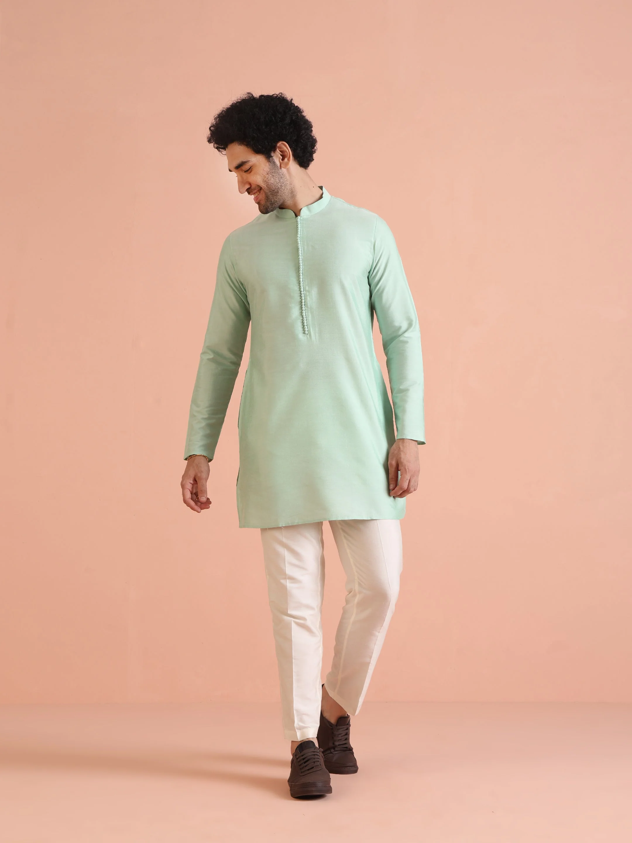 Men Aqua Green Kurta - Image 24