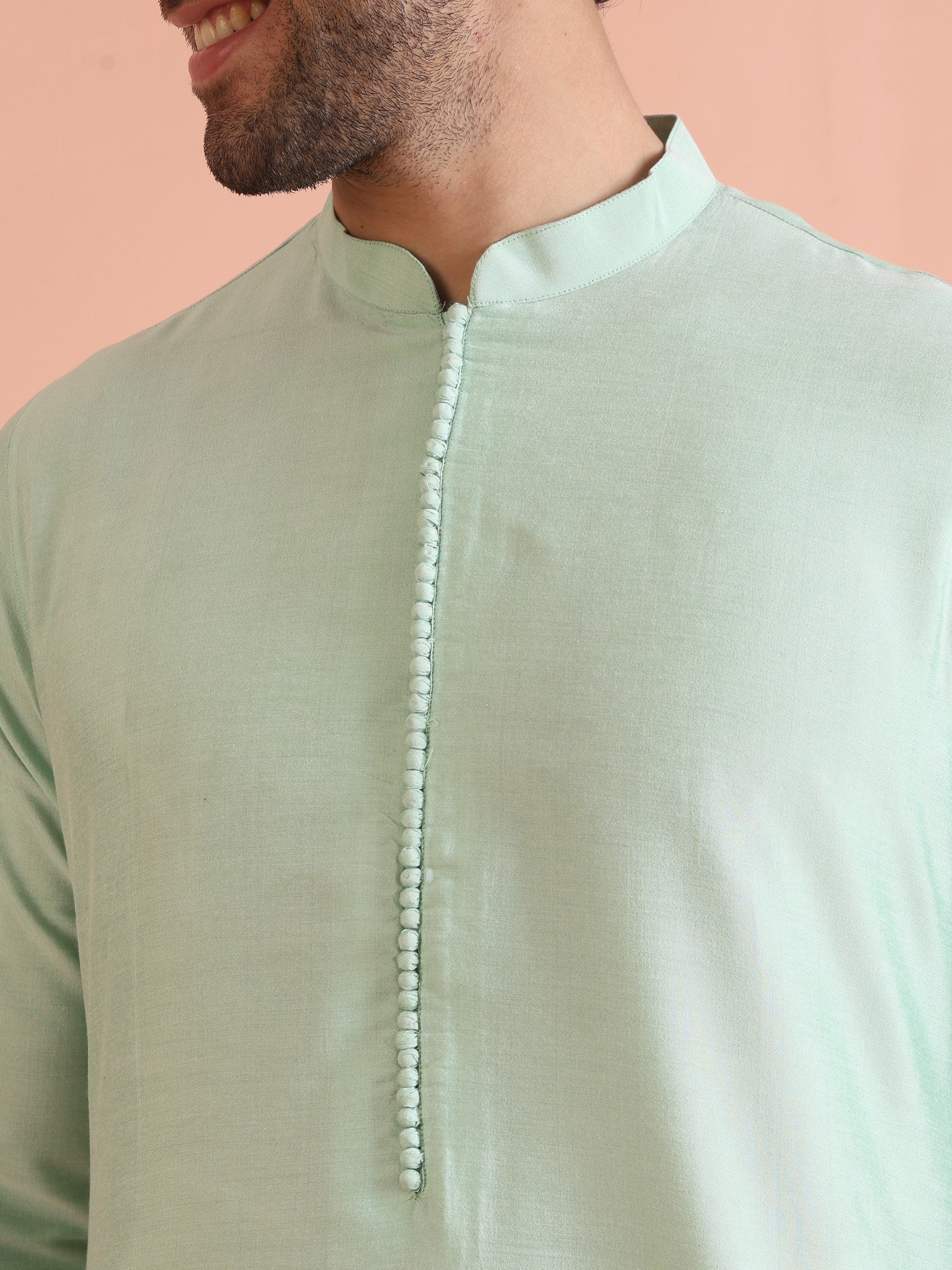 Men Aqua Green Kurta Trouser Set - Image 22