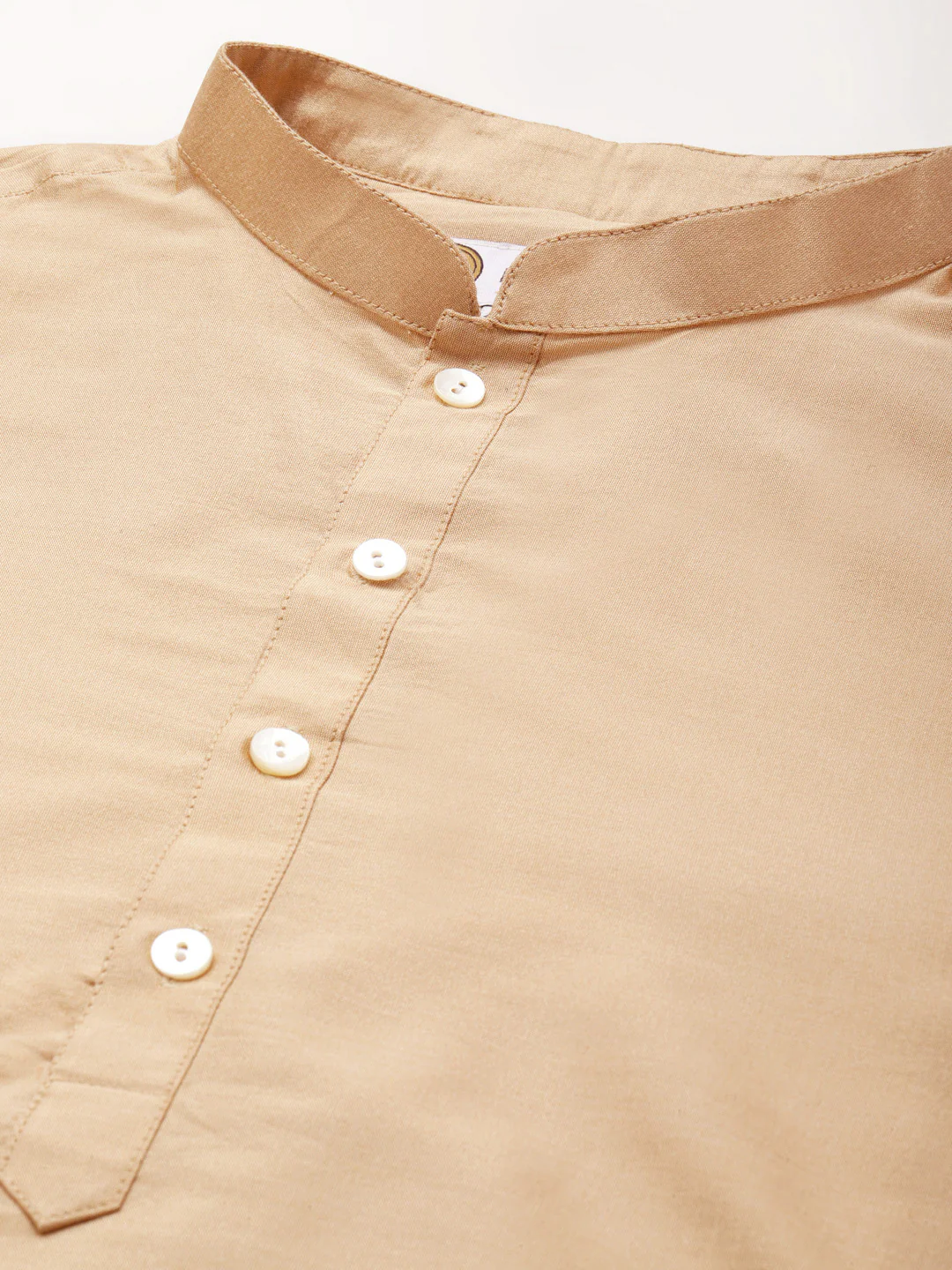Men Beige Kurta Churidar Dupatta Set - Image 5