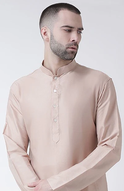 Men Beige Kurta Dhoti Set - Image 4