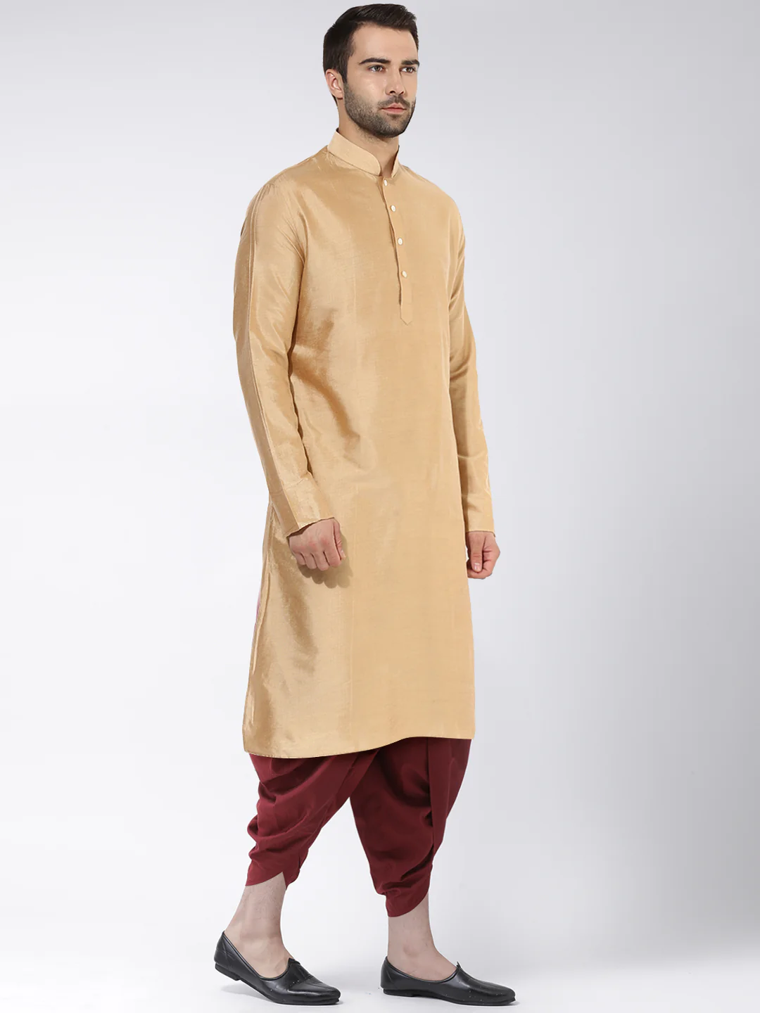 Beige Art Silk Solid Long Kurta - Image 2