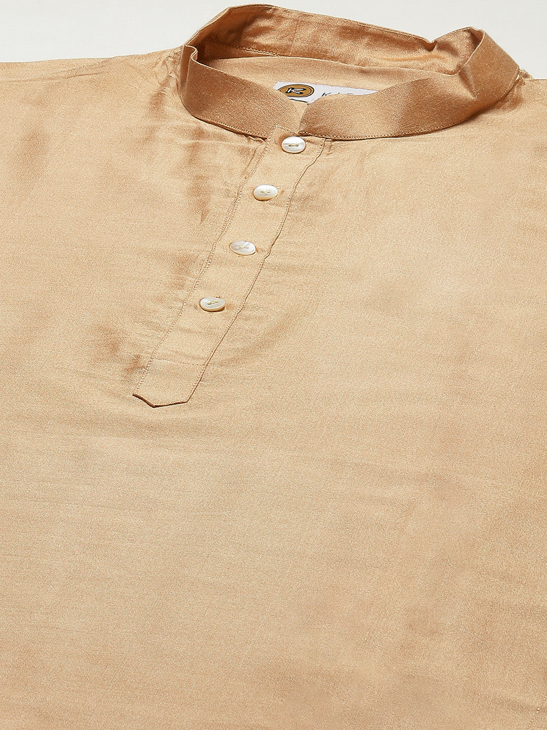 Beige Art Silk Solid Long Kurta - Image 5