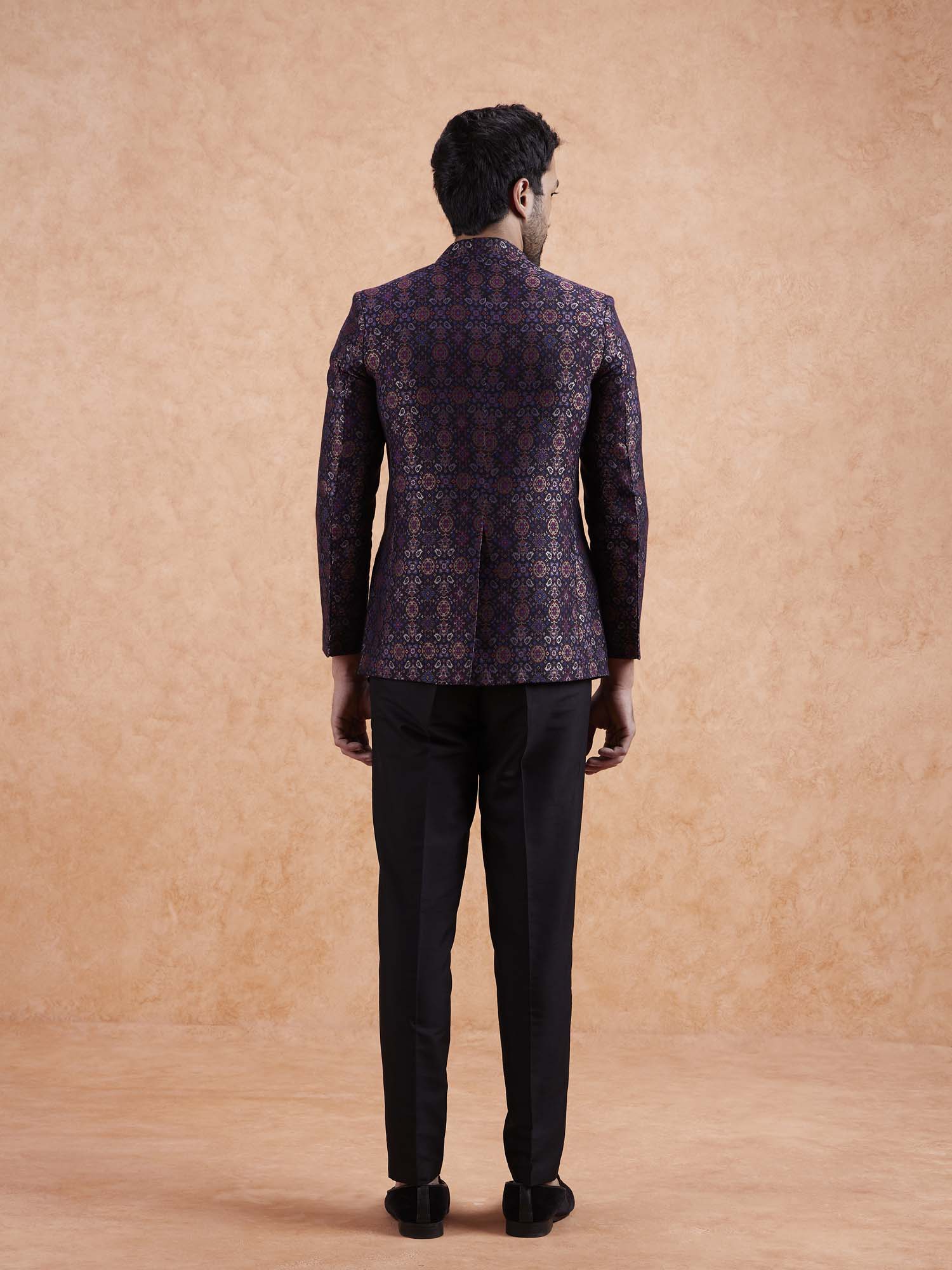 Multi Color Silk Blend Geometric Jodhpuri Bandhgala - Image 5