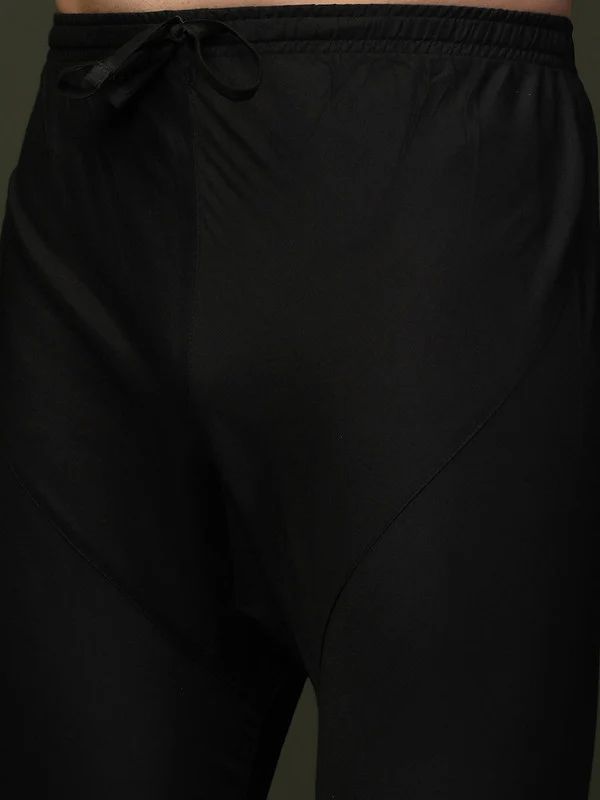 Black Solid Elasticated Churidar - Image 5