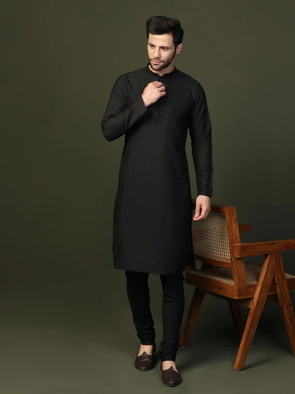Black Solid Elasticated Churidar - Image 6