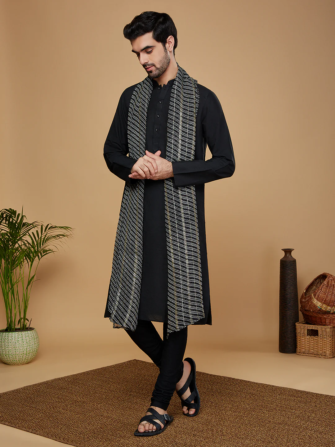 Black White Cotton Printed Dupatta. - Image 3