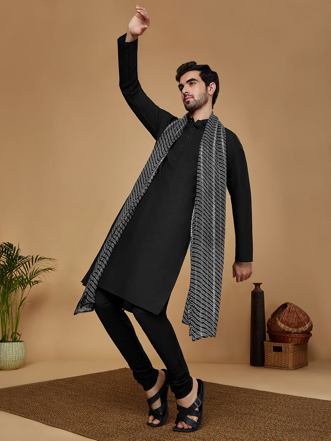 Black White Cotton Printed Dupatta. - Image 6