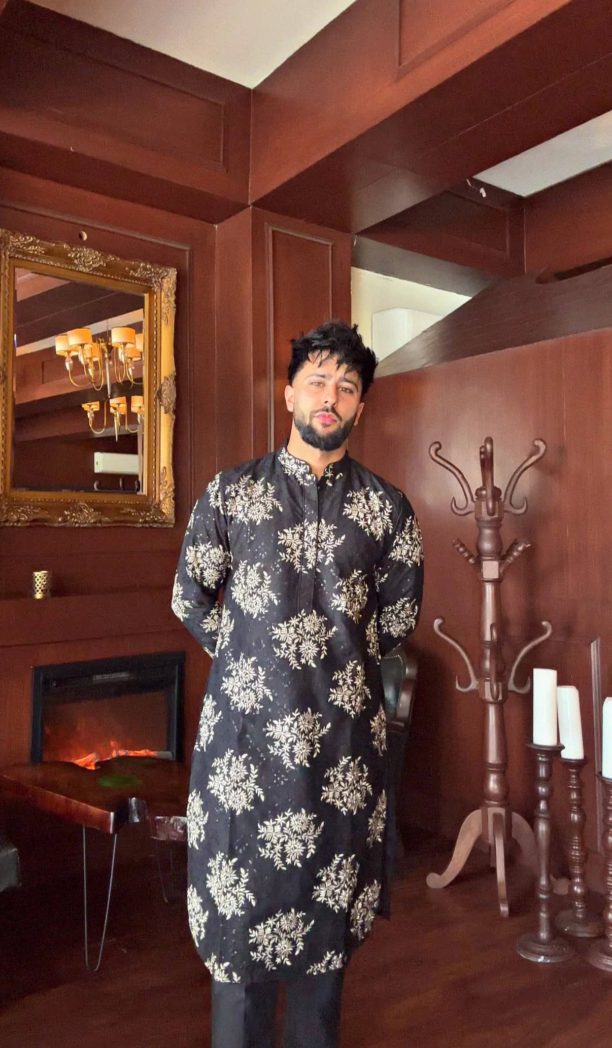 Black & Silver Floral embroidery Kurta - Image 9