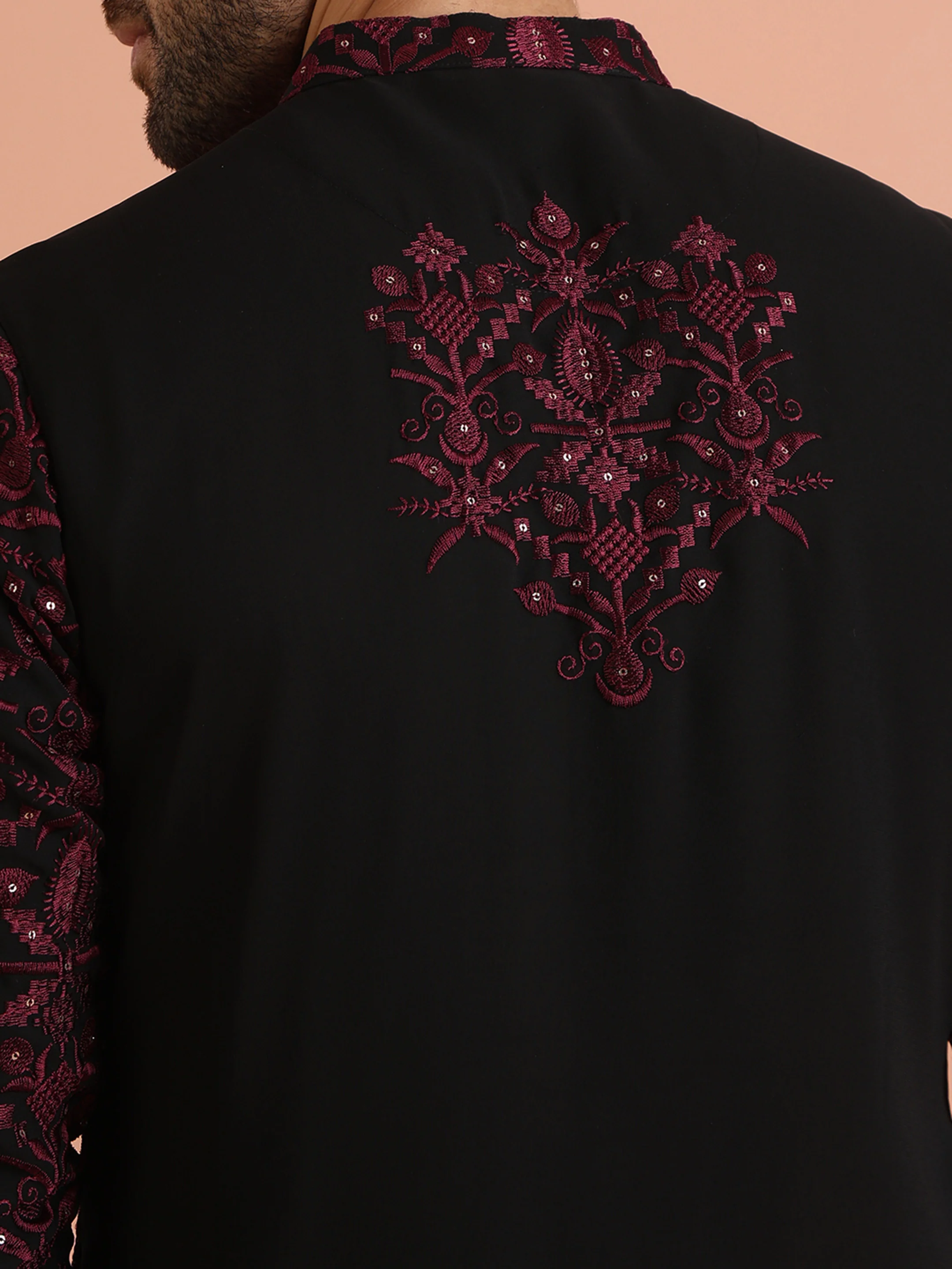Black & Maroon Embroidered Kurta â€“ Festive & Wedding Wear - Image 7