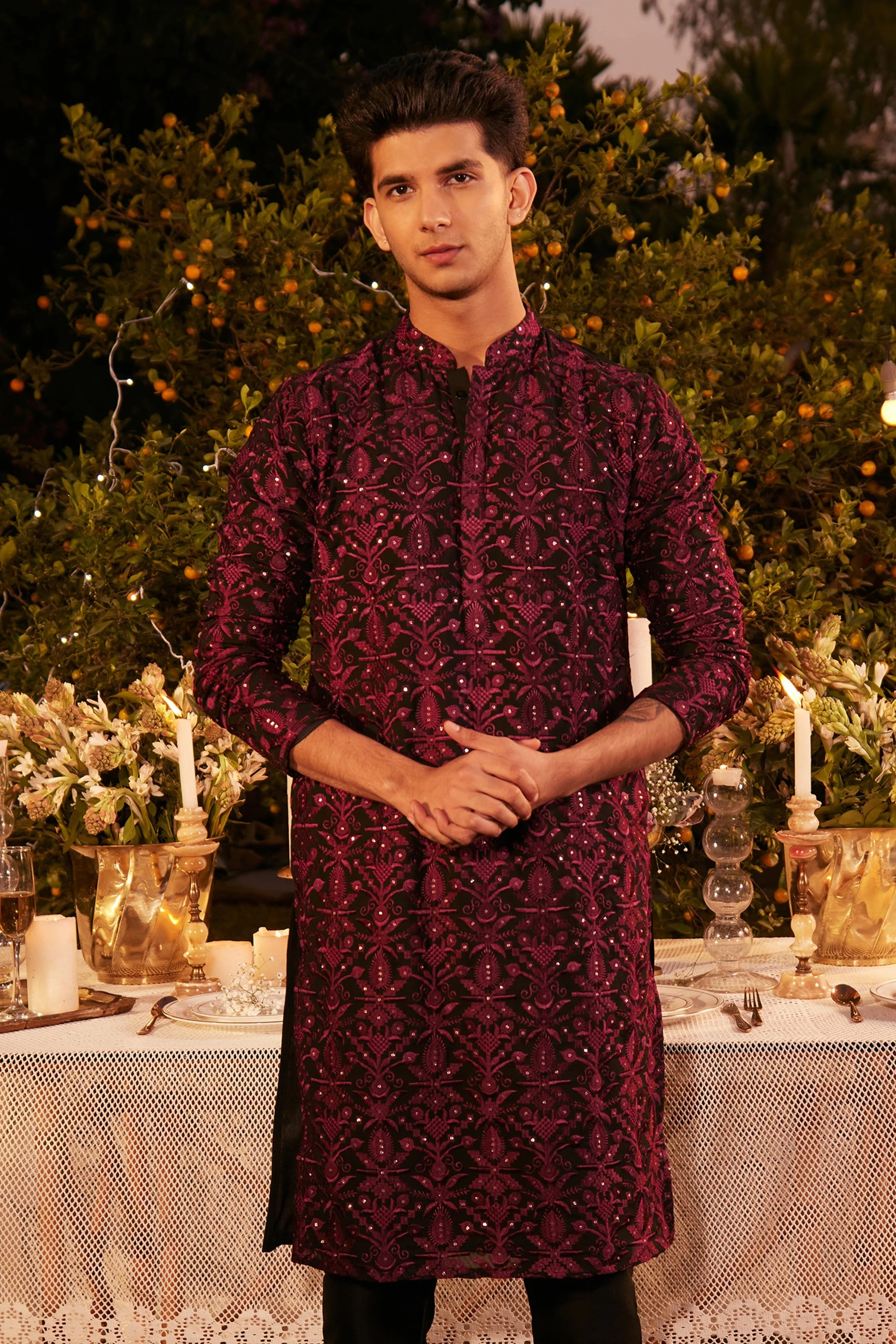 Black & Maroon Embroidered Kurta â€“ Festive & Wedding Wear - Image 9