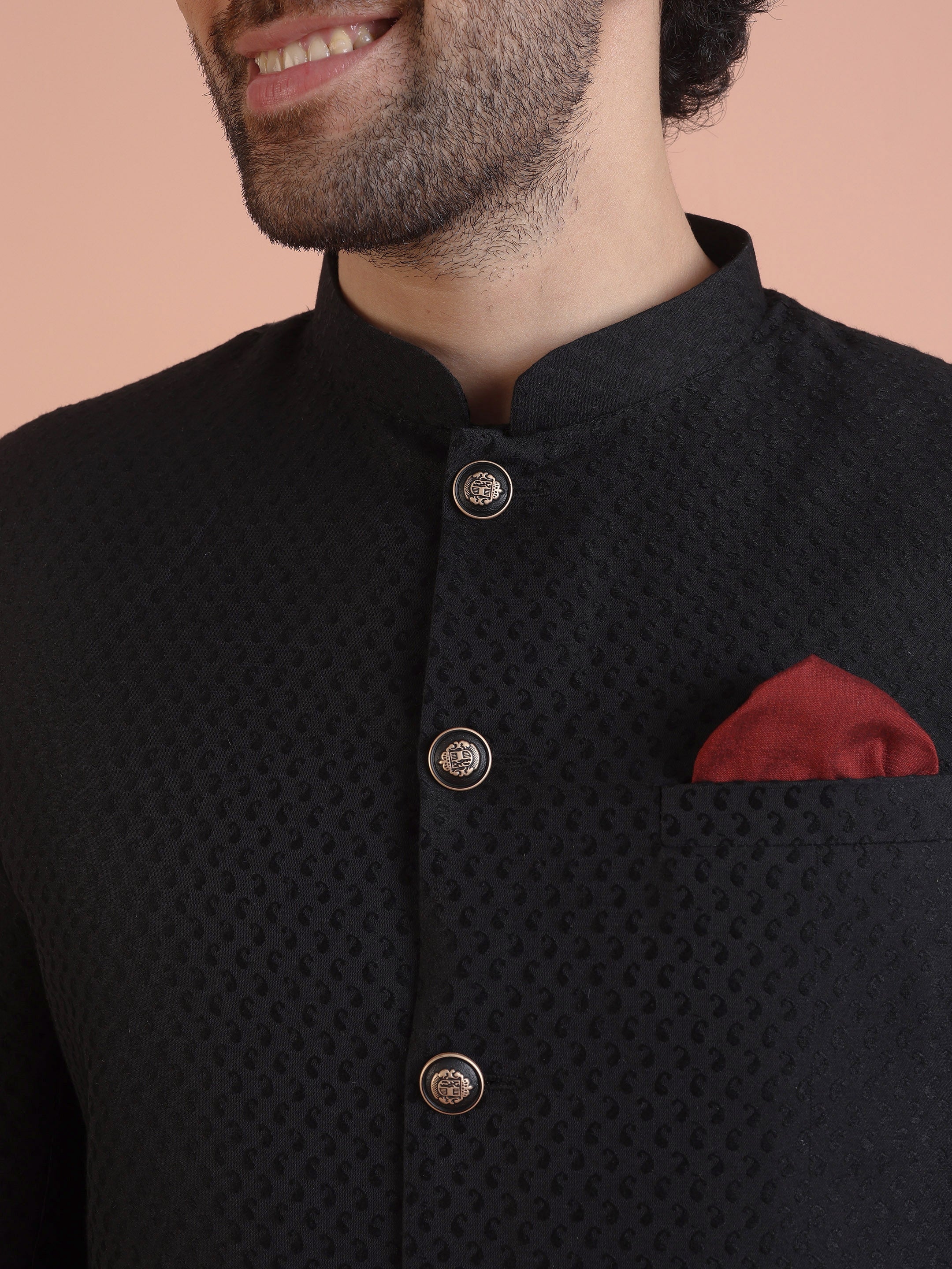 Men Black Indowestern Trouser Set - Image 10