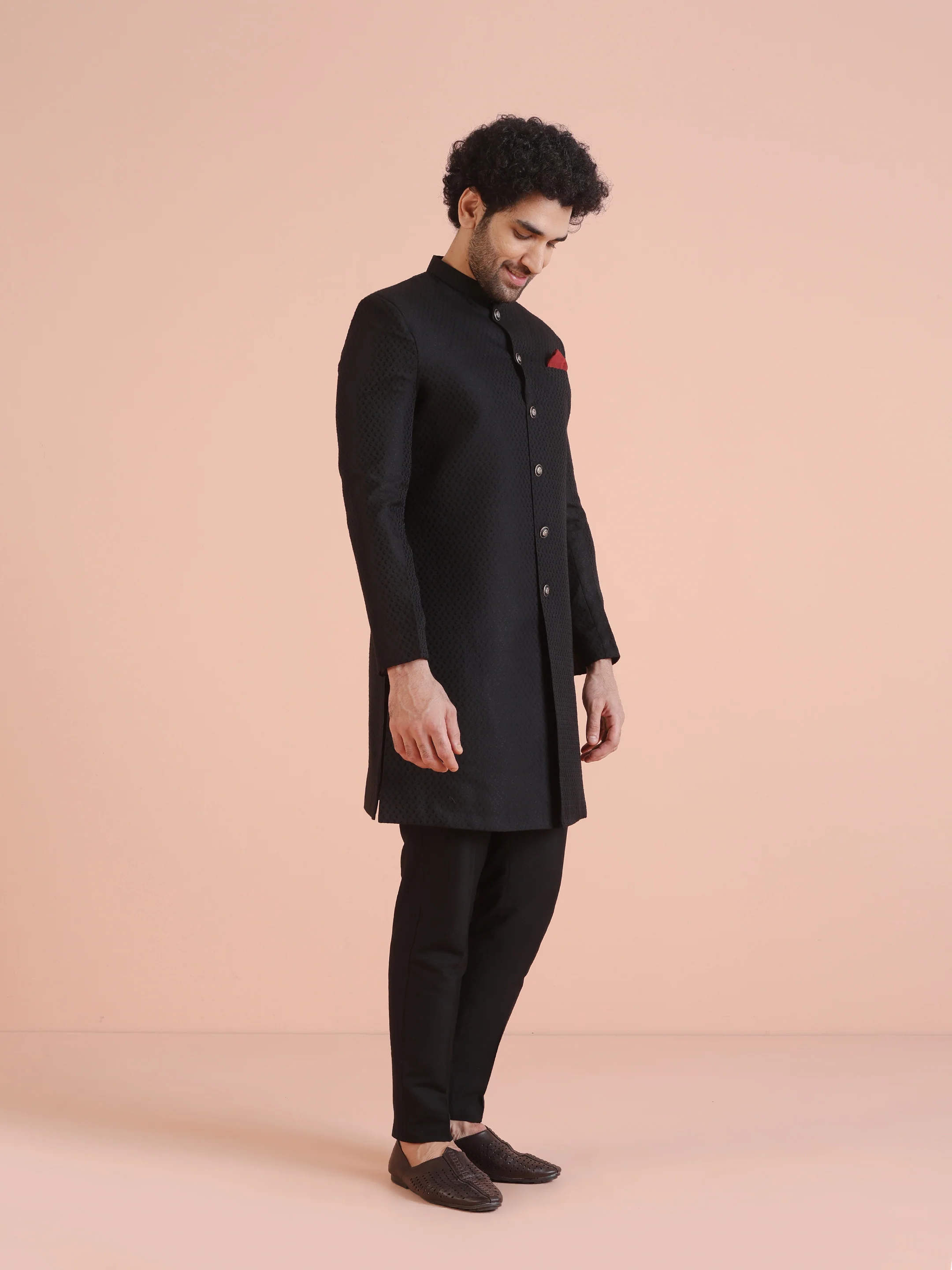 Men Black Indowestern Trouser Set - Image 2