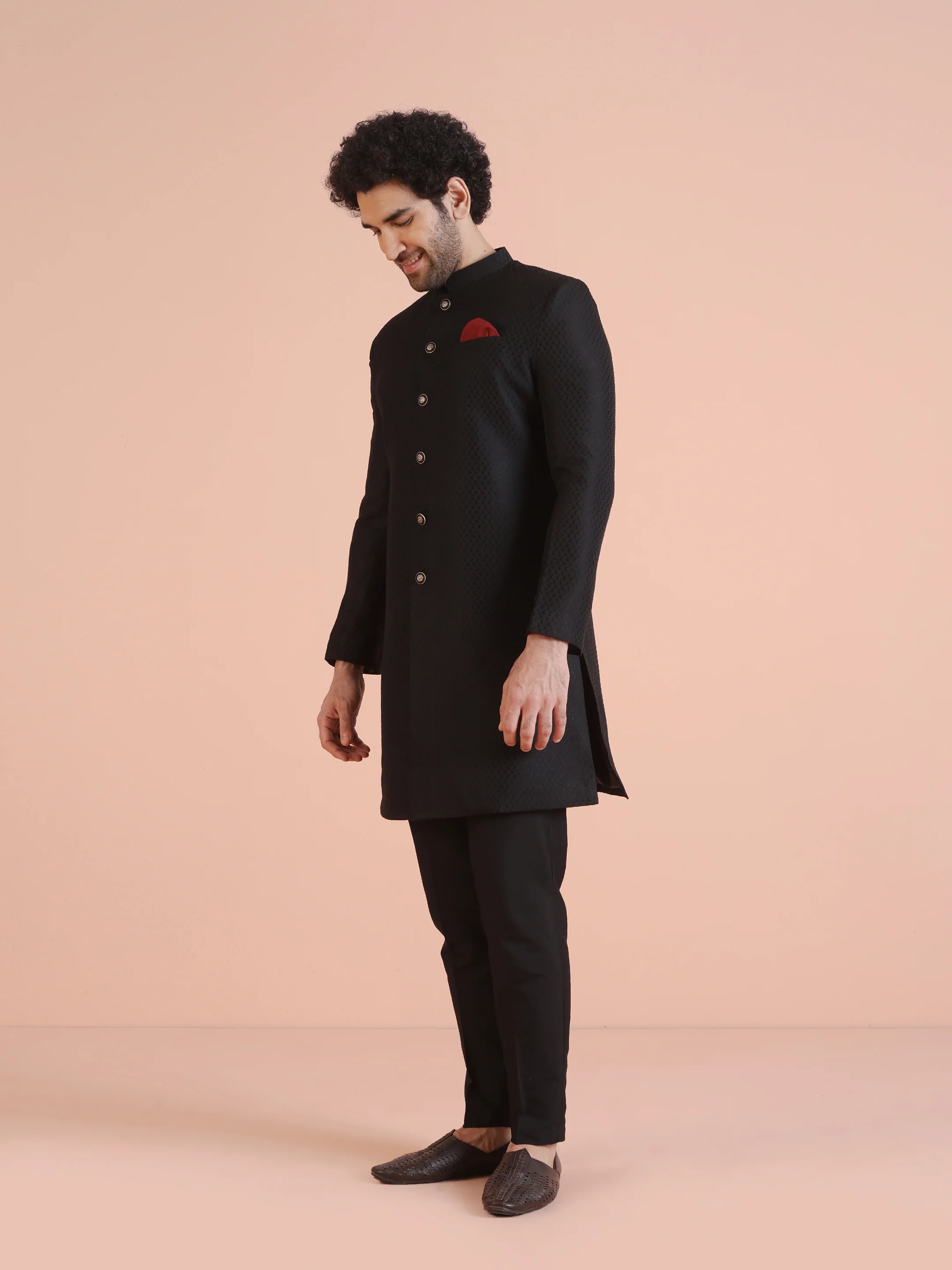 Men Black Indowestern Trouser Set - Image 3