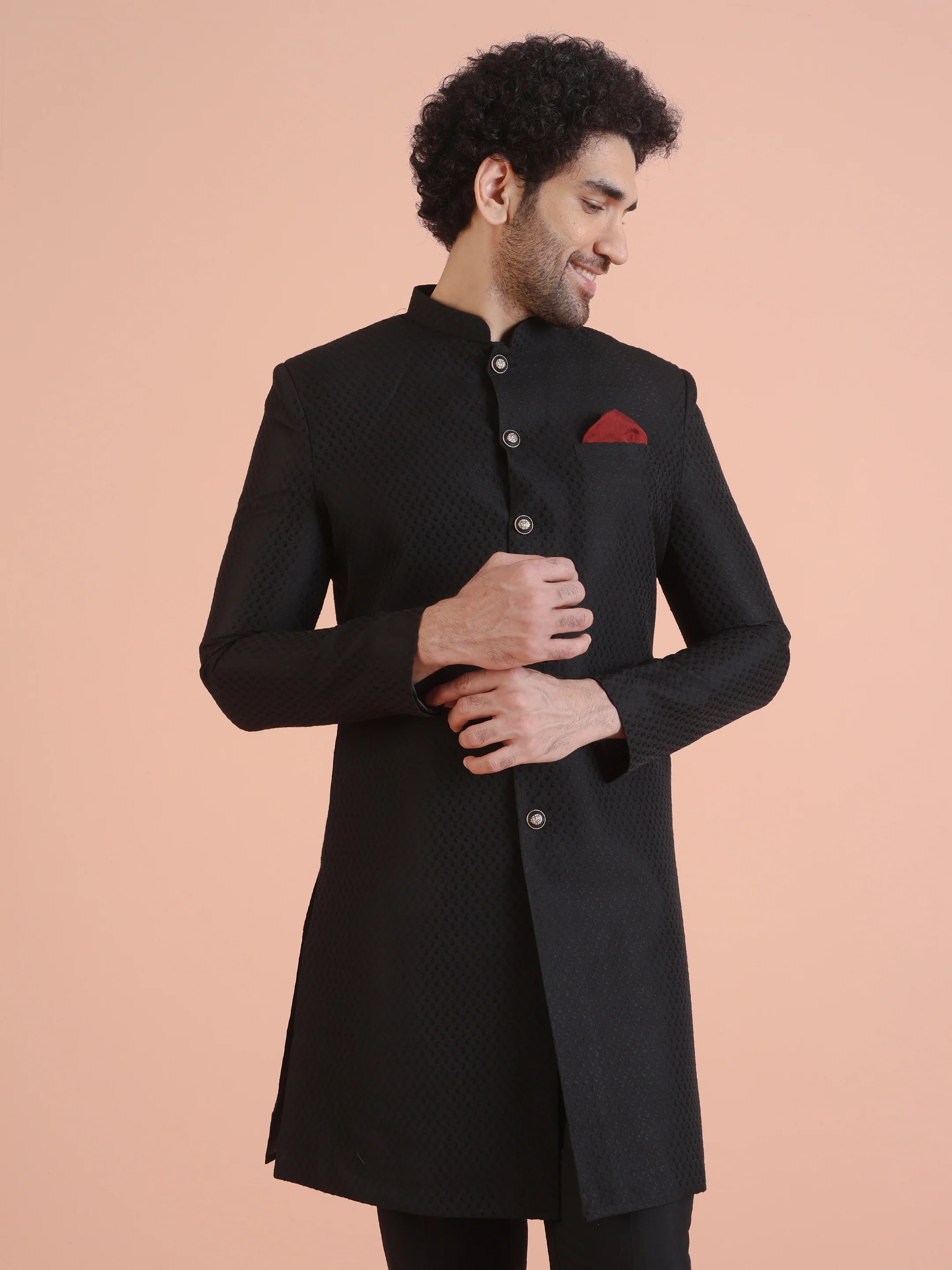 Men Black Indowestern Trouser Set - Image 9