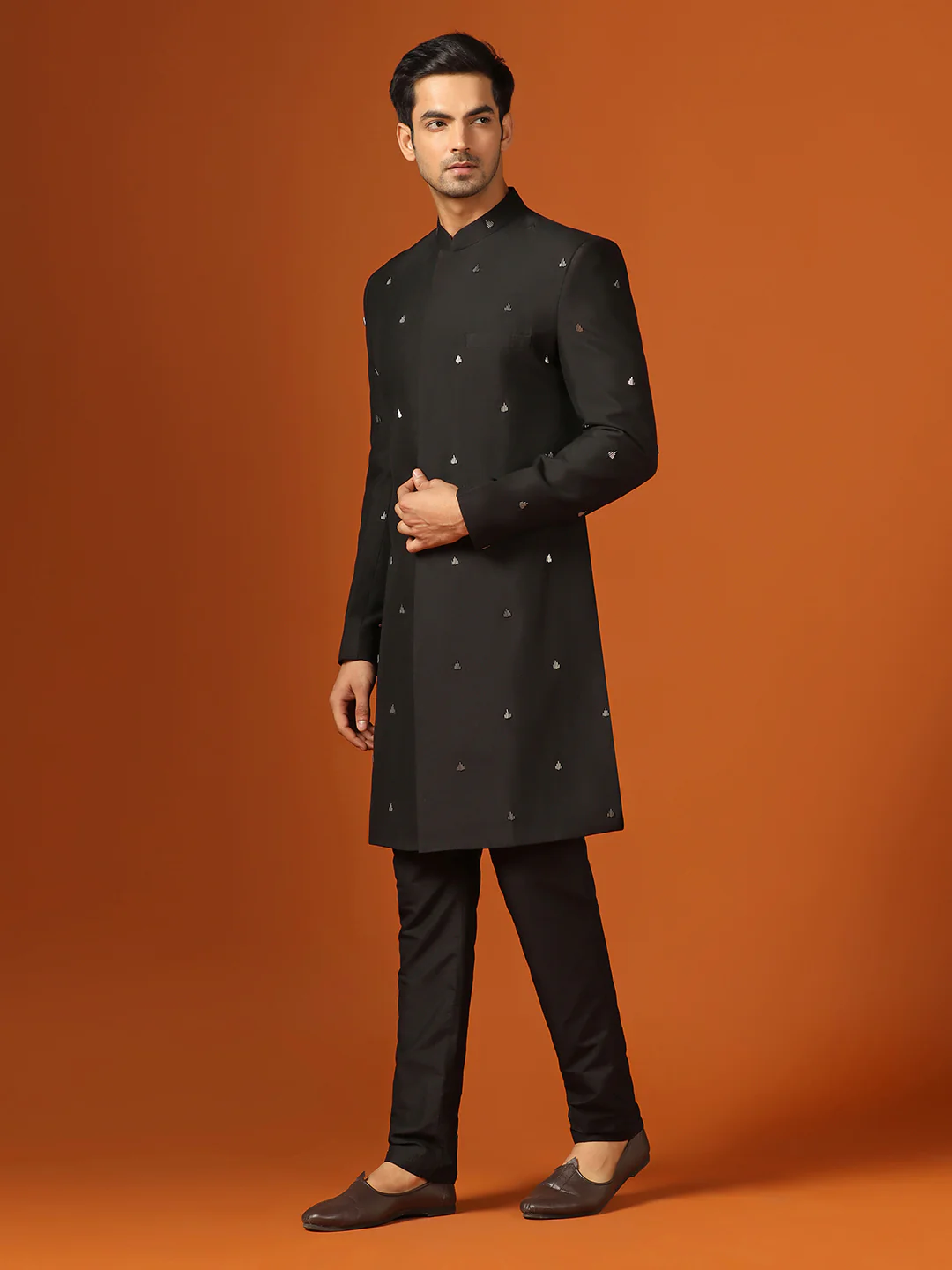 Men Black Indowestern Trouser Set - Image 3