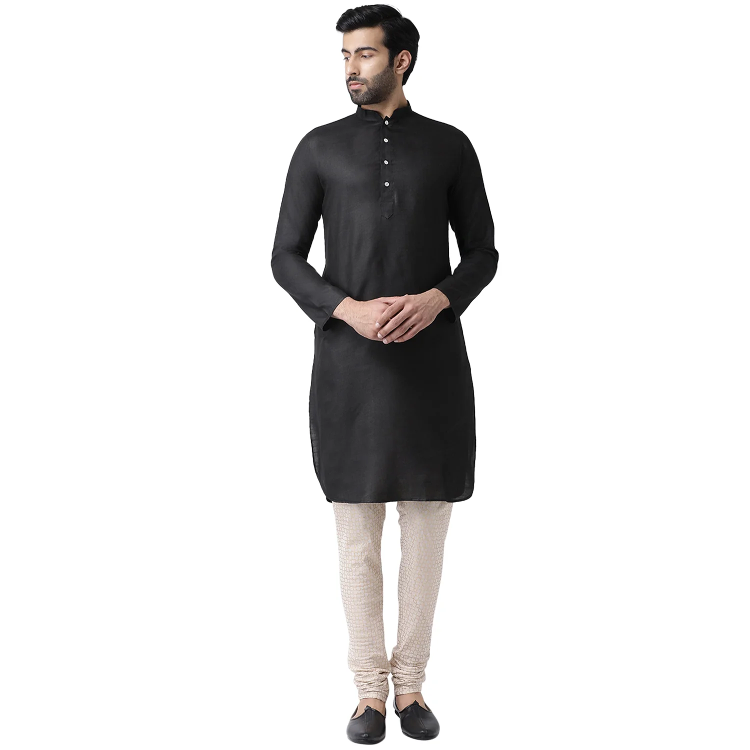 Kisah Men Black Kurta Churidar Set