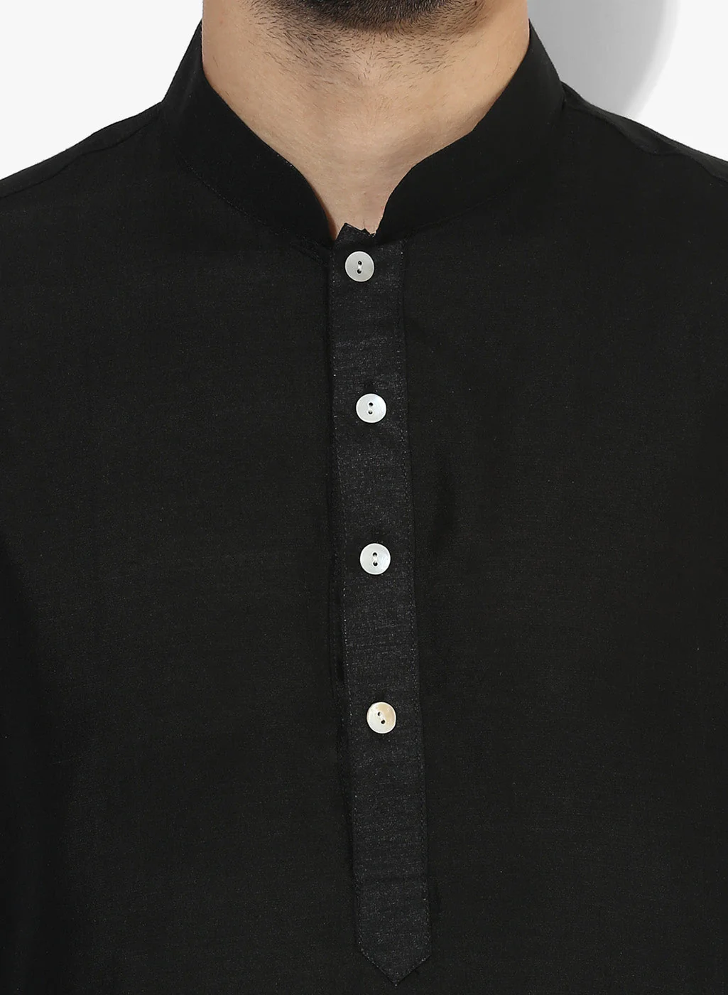 Black Cotton Silk Solid Kurta Dhoti Set - Image 5