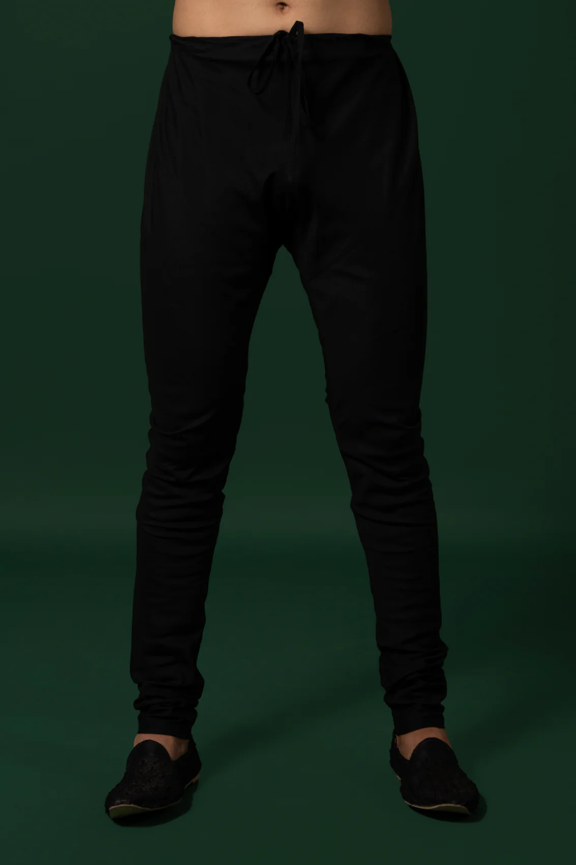 Men Black Kurta Jacket Churidar Set - Image 7