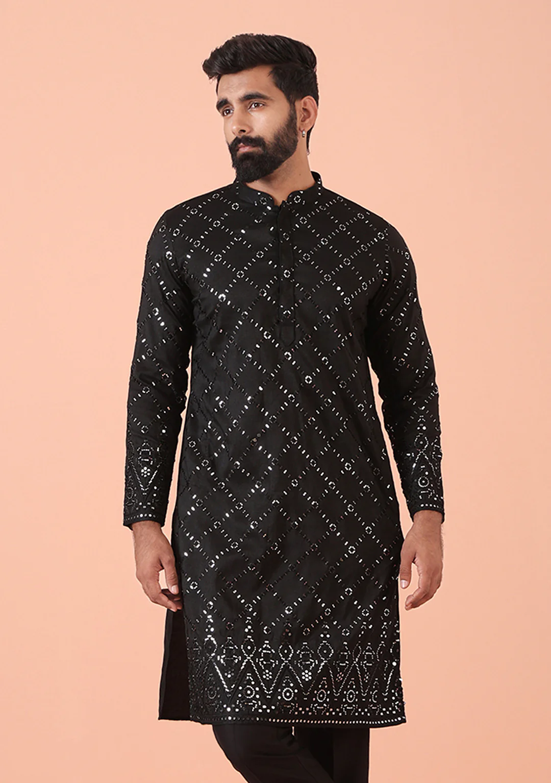 Black Mirror Work Kurta – Festive & Wedding Wear - Image 2