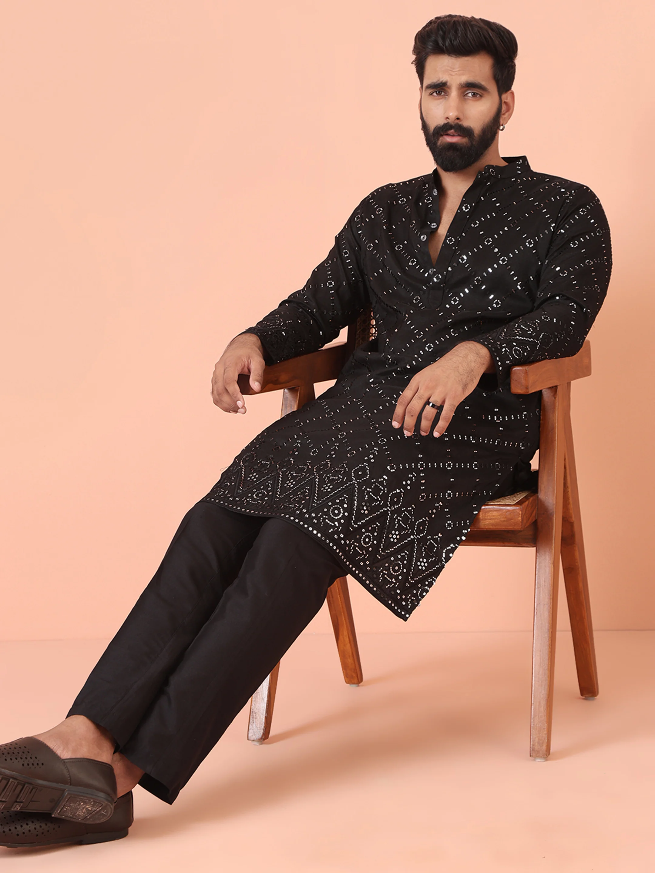 Black Mirror Work Kurta – Festive & Wedding Wear - Image 8