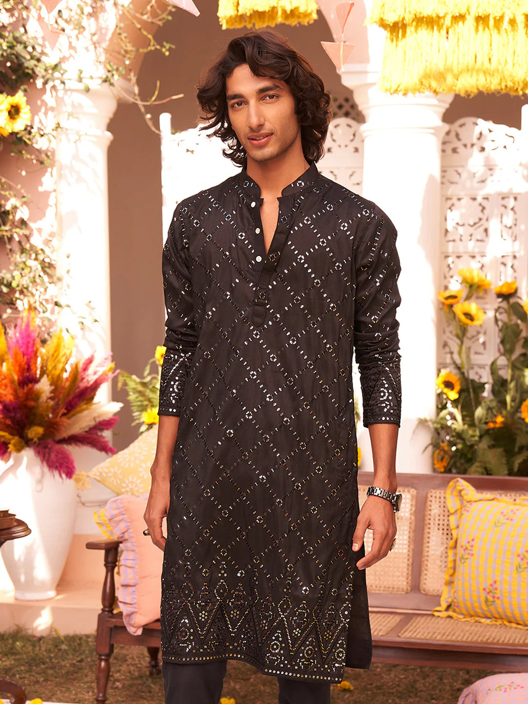 Black Mirror Work Kurta – Festive & Wedding Wear - Image 9