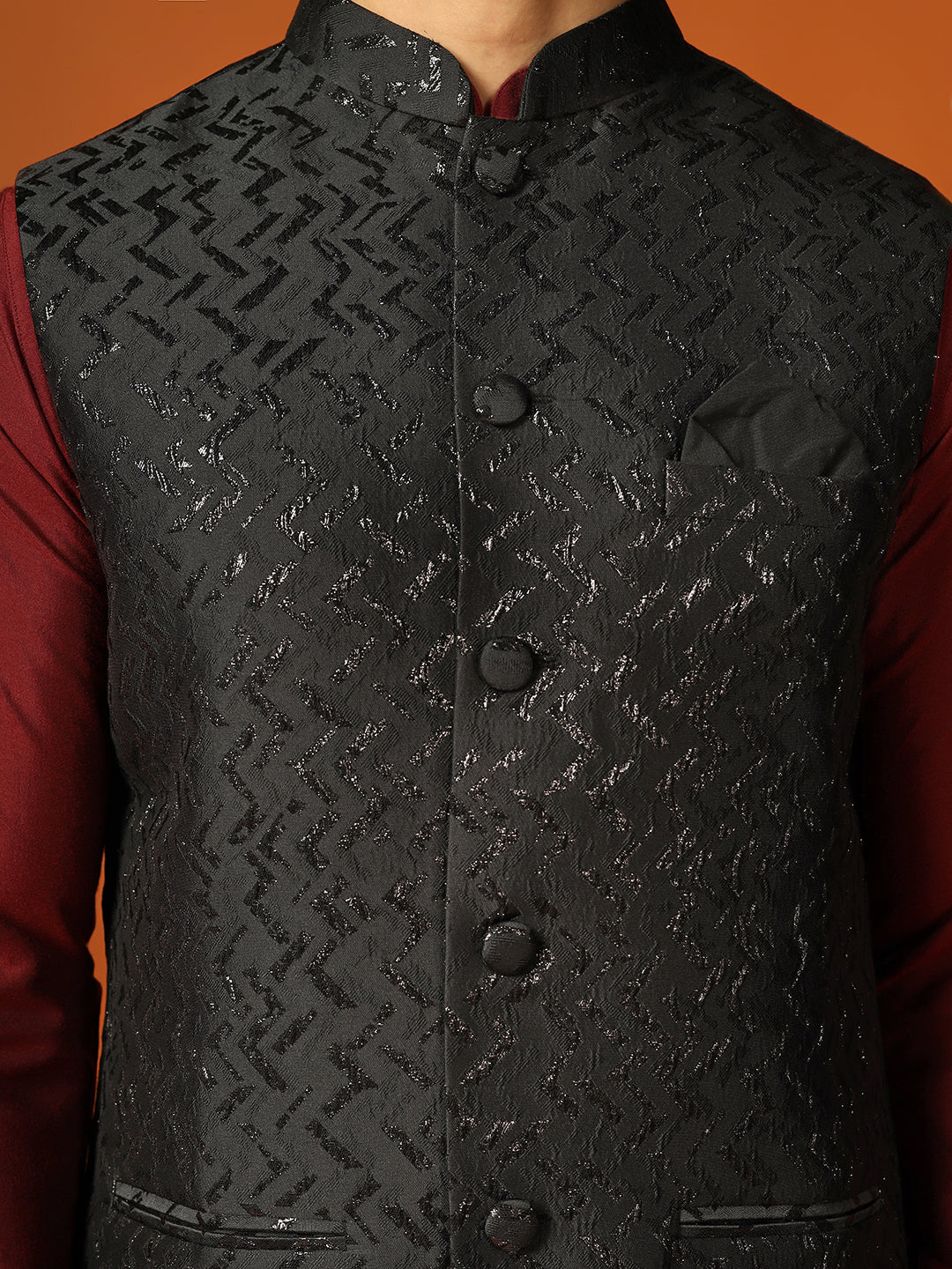 Kisah Men Black Nehru Jacket (Set of 1) - Image 5