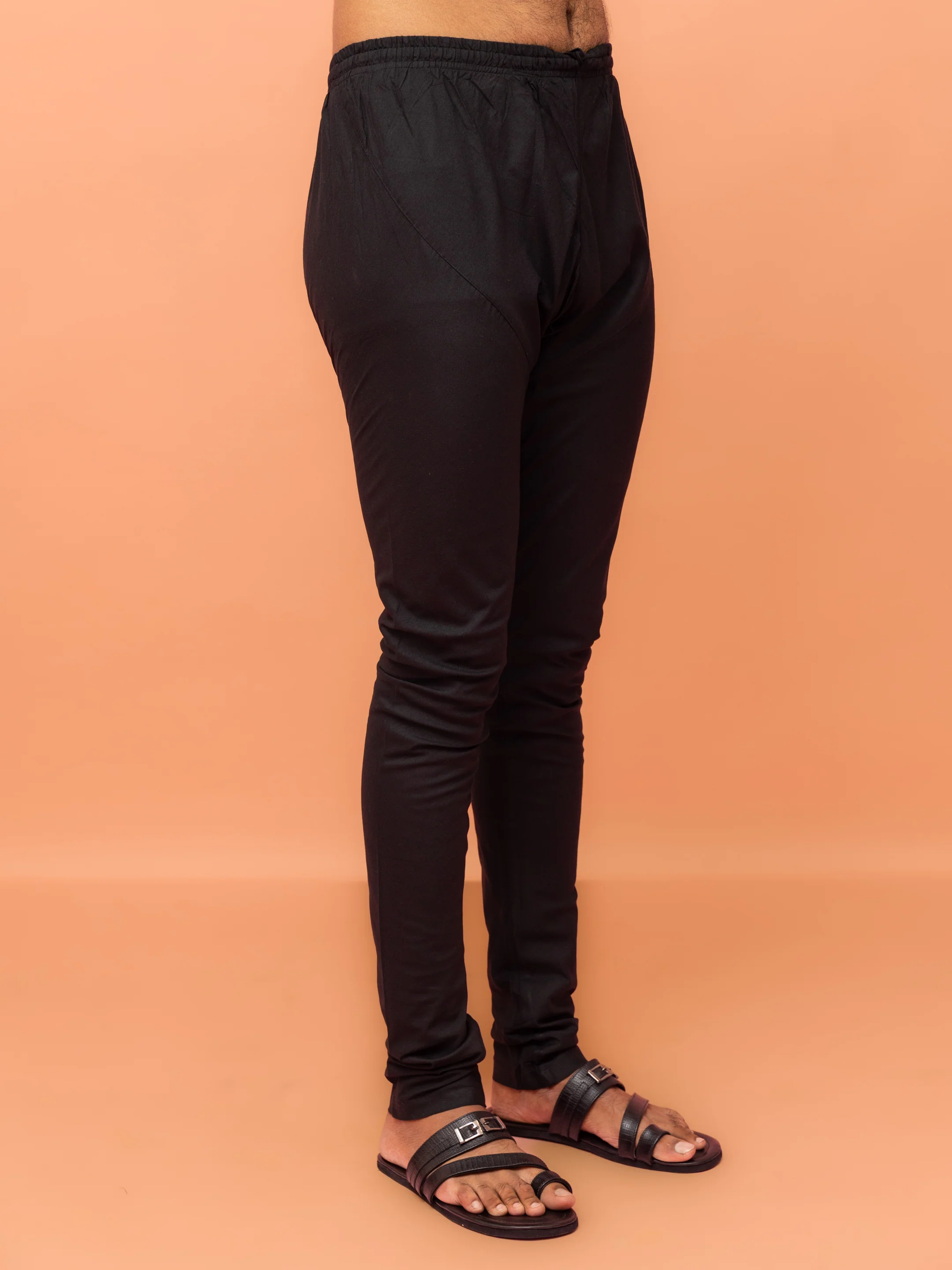 Black Front Open Jacket Kurta Churidar Set - Image 6
