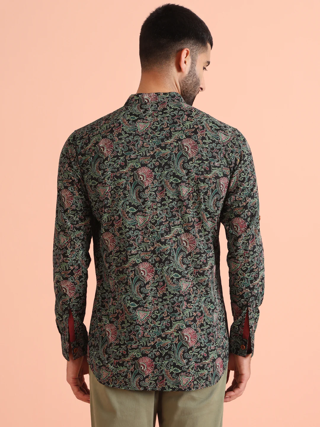 Black Cotton Printed Short Kurta - Image 4