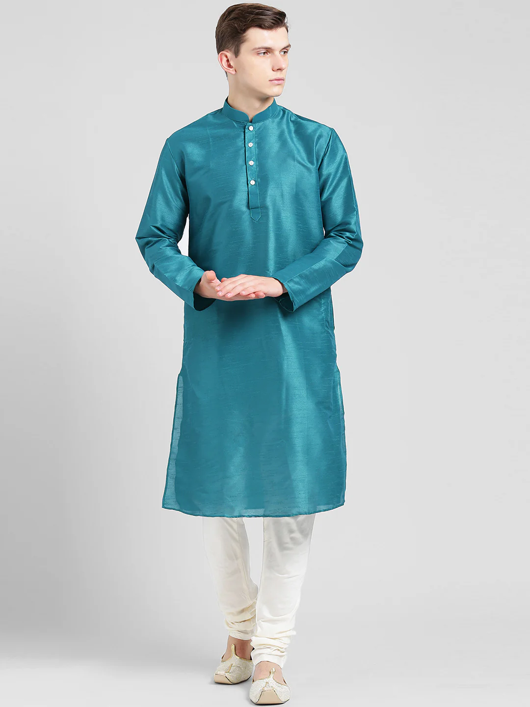 Men Blue Kurta Churidar Set