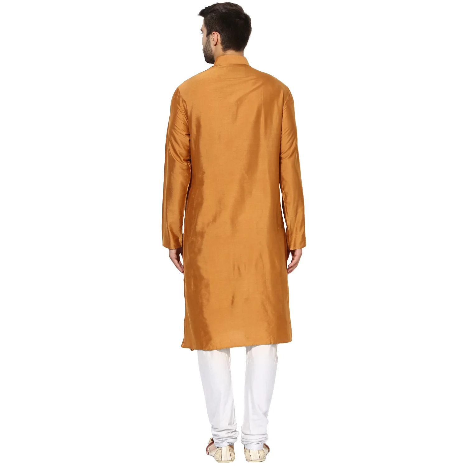 Mustard Silk Blend Solid Kurta - Image 4
