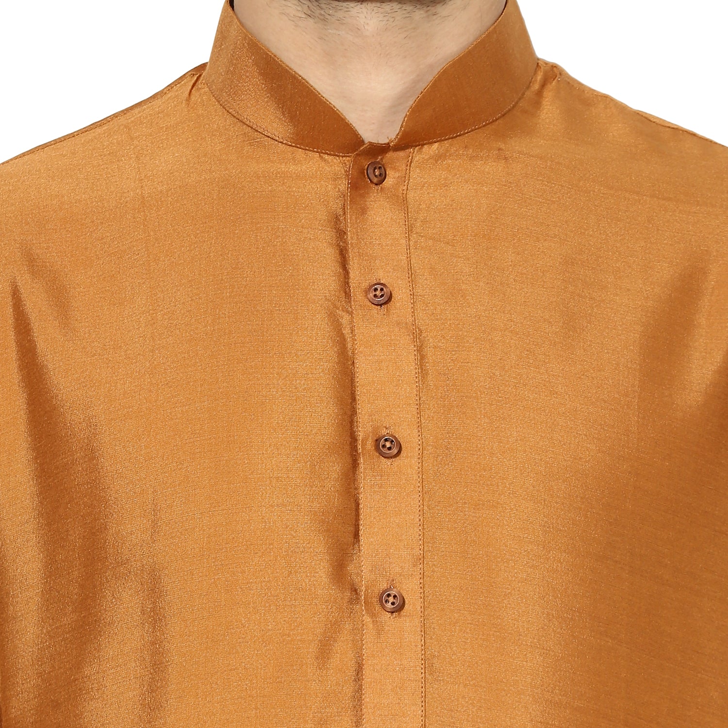 Mustard Silk Blend Solid Kurta - Image 5