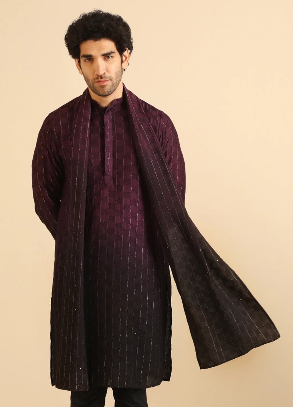 Men Brown Woven Design Dupatta