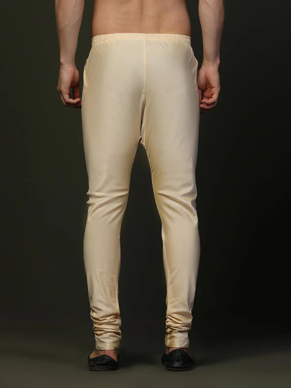 Beige Solid Elasticated Churidar - Image 4