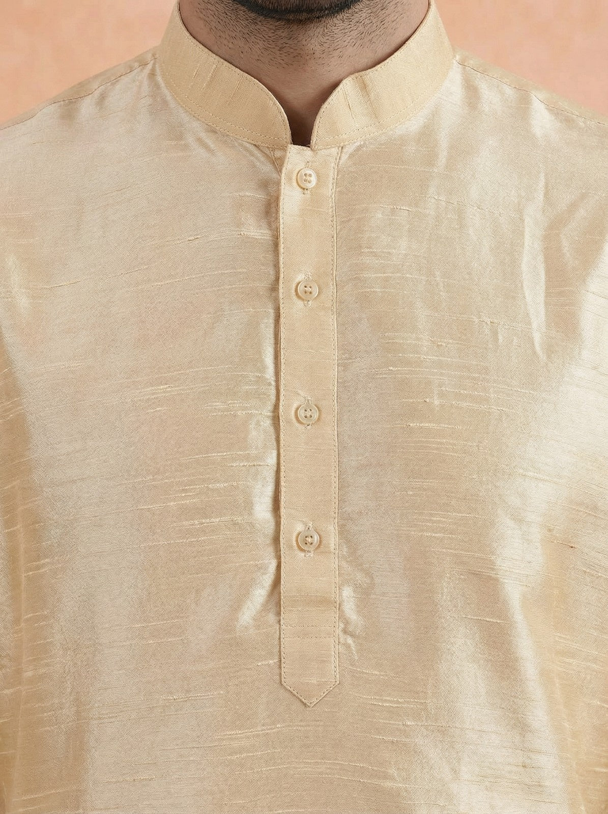 Cream Solid Silk Blend Kurta - Image 5