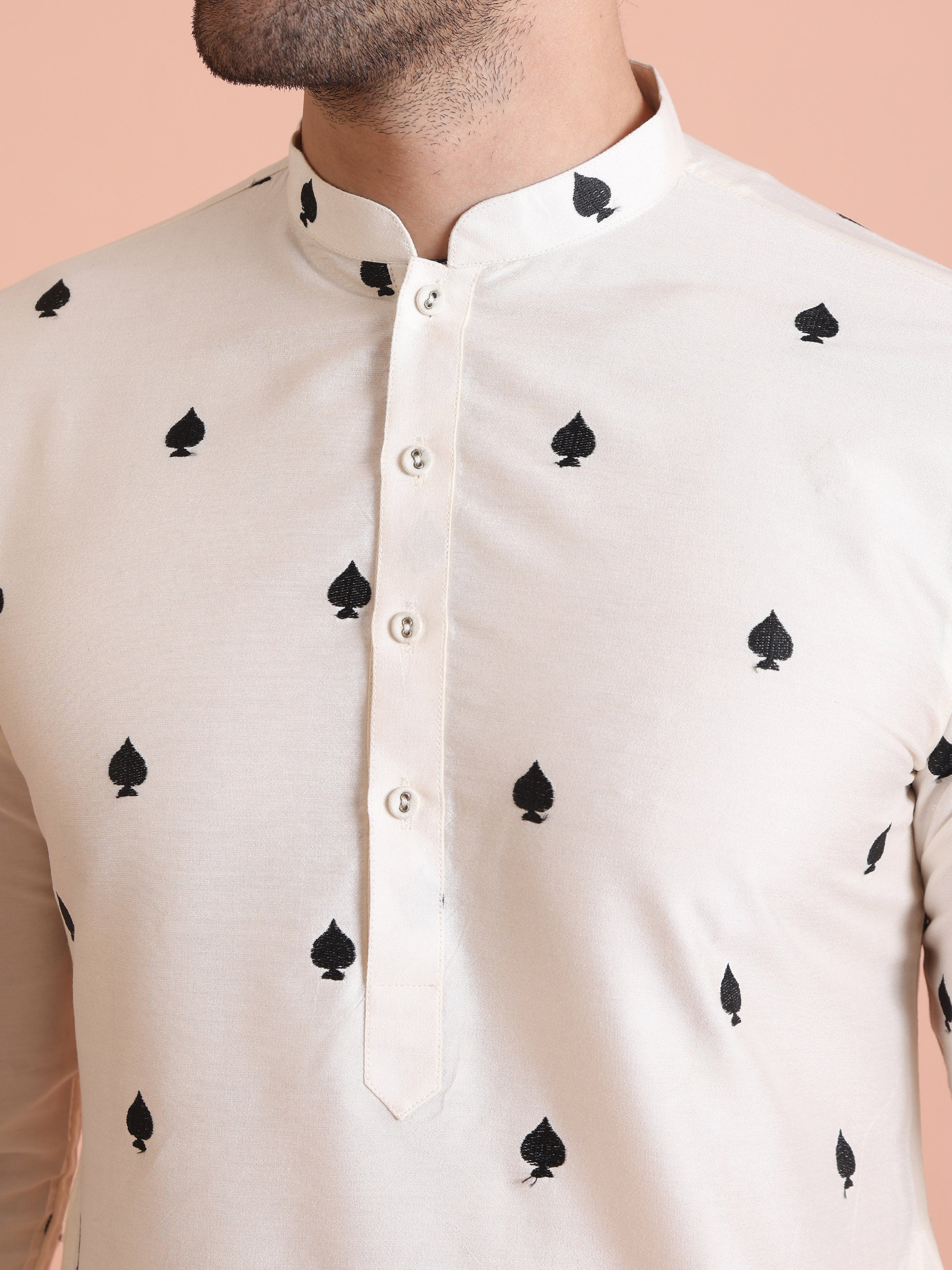 White embroidered Kurta with White Trouser - Image 5